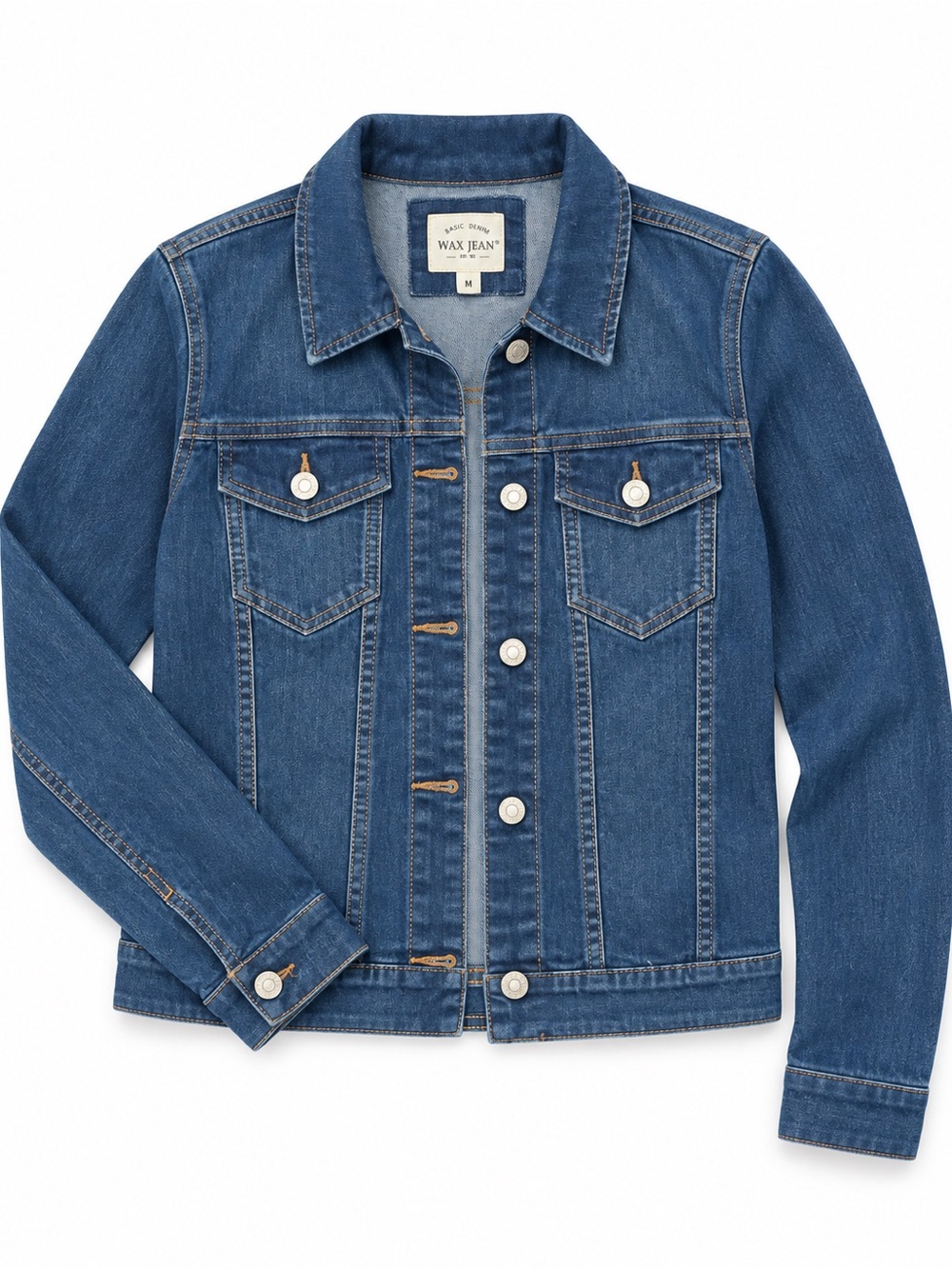Wax Jean Women’s Denim Jacket Size M Stretch Blue Jean Trucker Jacket 90017